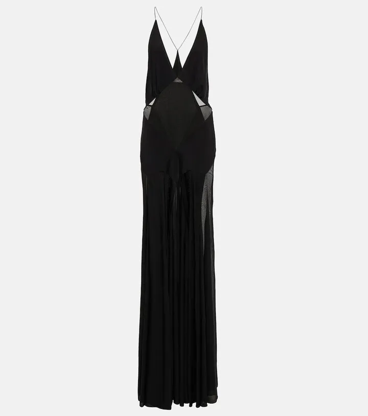 Jersey voile gown