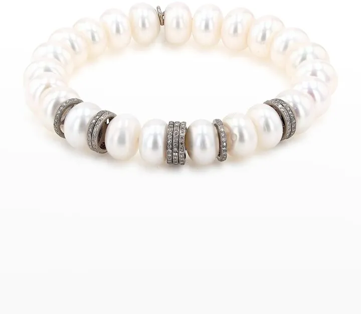 Pearl and Pave Diamond Bracelet