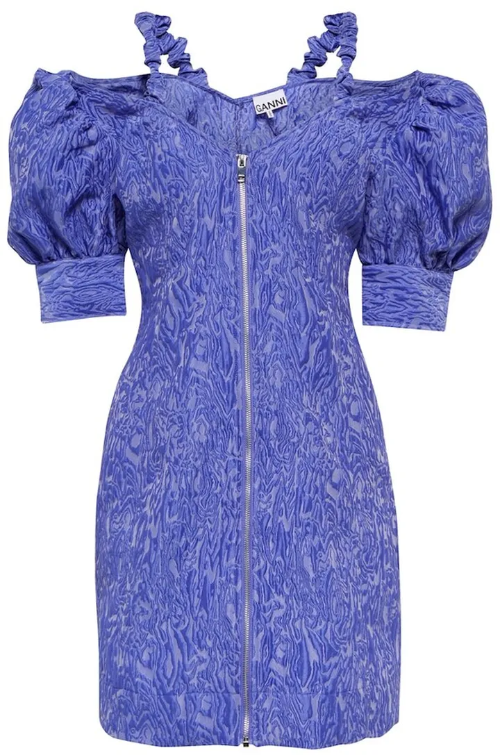 Jacquard puff-sleeve minidress