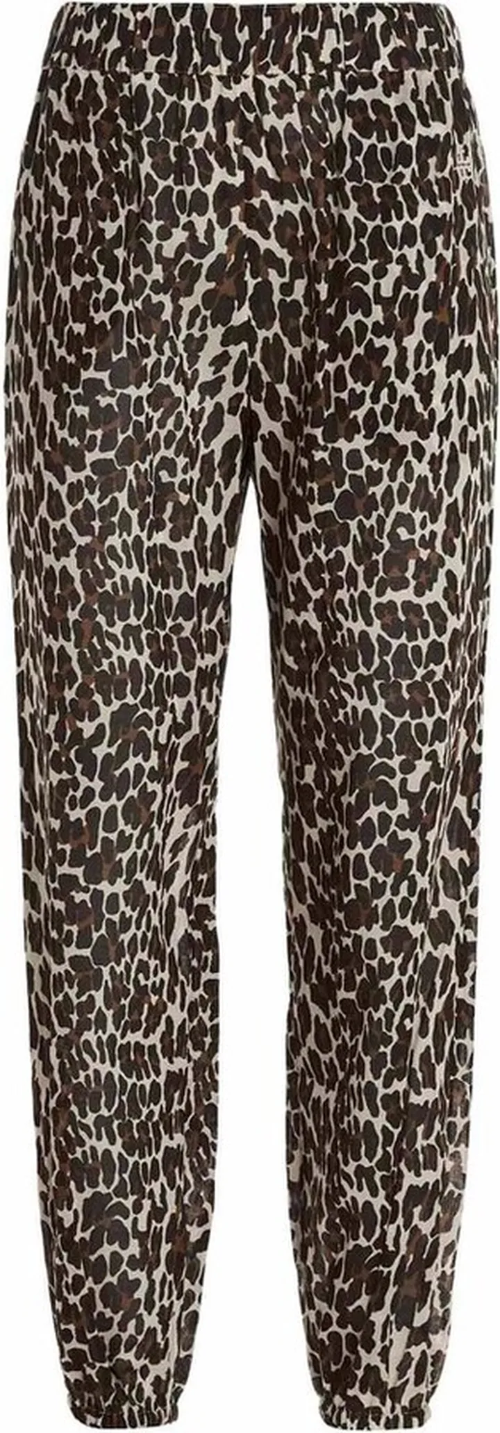 Tory Burch Logo Embroidered Animal Print Straight Leg Pants