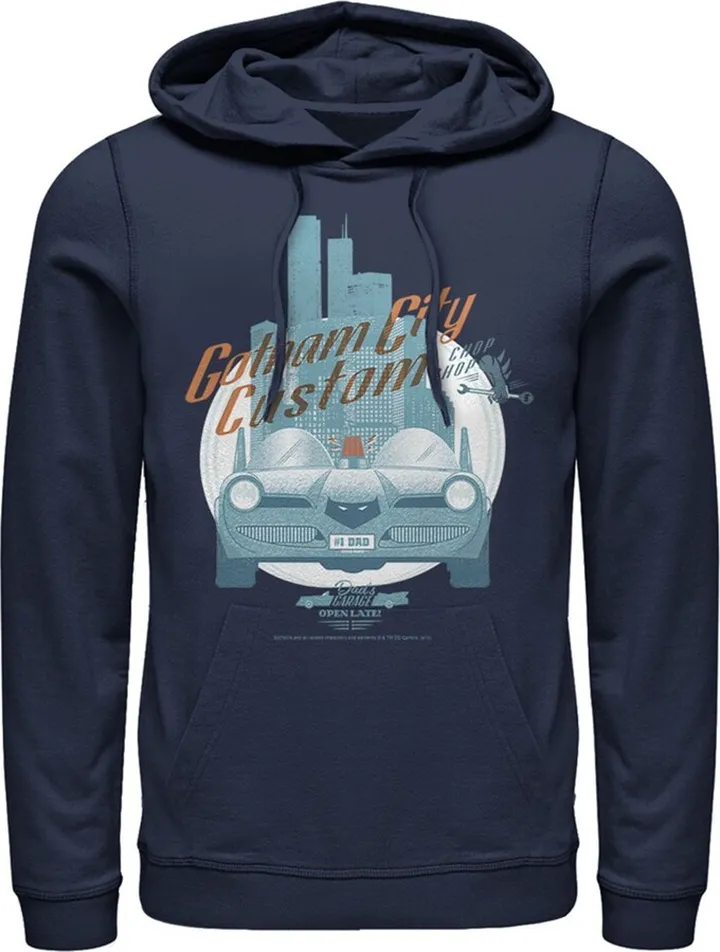 Men's Batman Custom Batmobile Pull Over Hoodie - Navy Blue - 2X Large