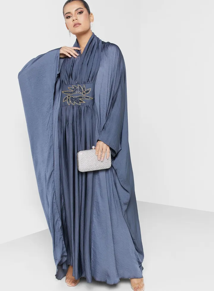 Embellished Waist Cape Sleeve Abaya