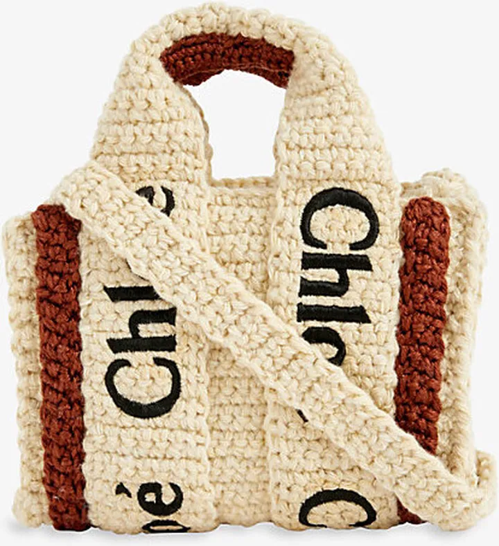 Womens Brown - Beige 1 Woody Mini Knitted Tote bag