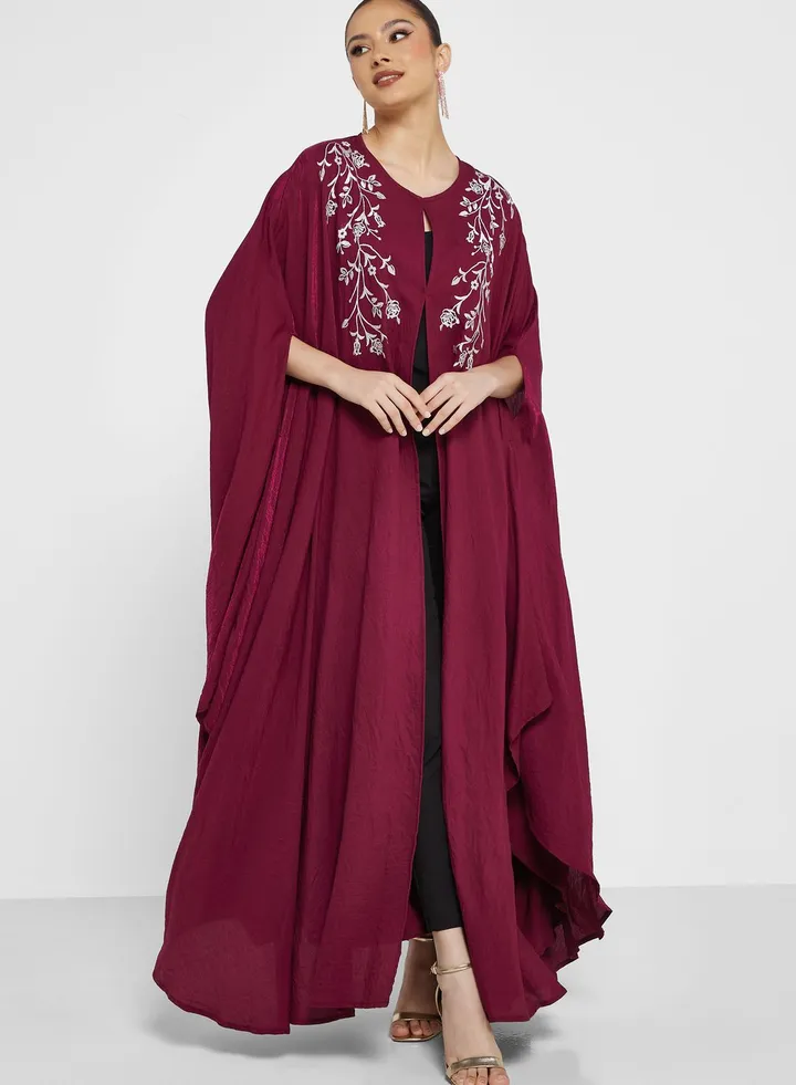 Embroidered Cape Sleeve Abaya
