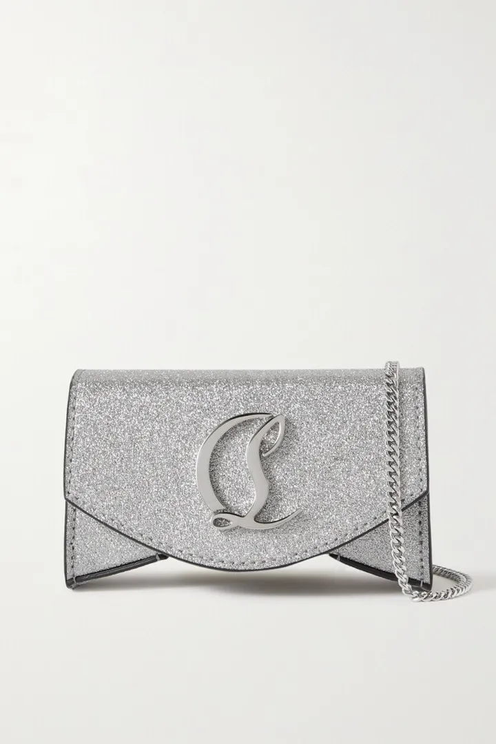 Christian Louboutin - Loubi54 Glittered Leather Shoulder Bag - Silver