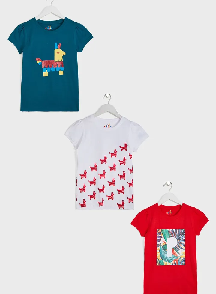 Printed T-Shirt Pack Of 3