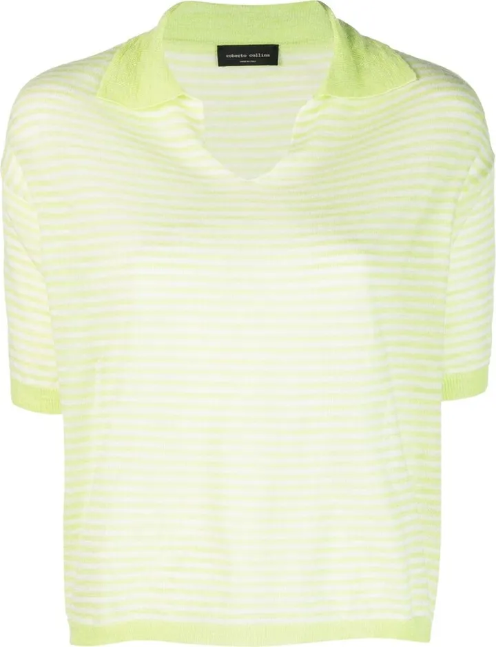 Short-Sleeve Striped Polo Top