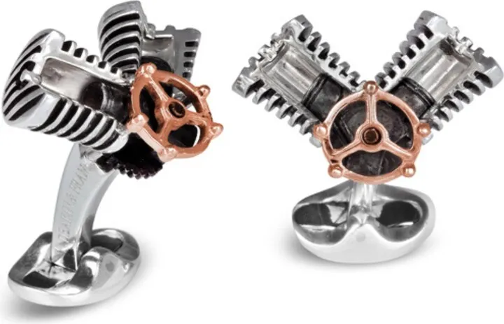 Deakin & Francis - Deakin & Francis Sterling Silver Piston Cufflinks