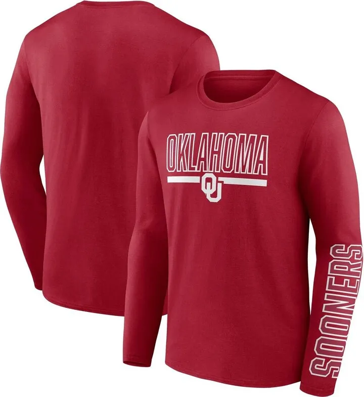 Men's Fanatics Branded Crimson Oklahoma Sooners Modern Two-Hit Long Sleeve T-shirt