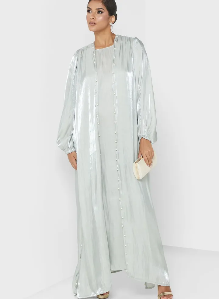 Embellished Puff Sleeve Abaya