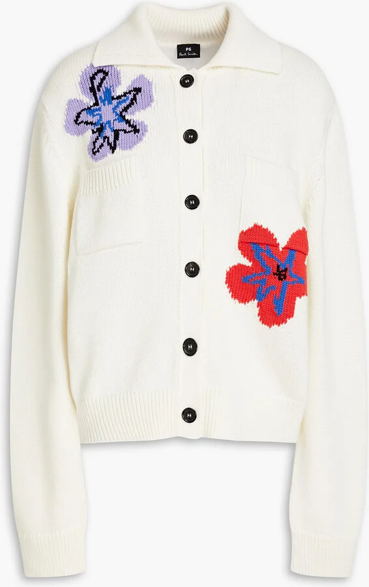 Intarsia cotton cardigan