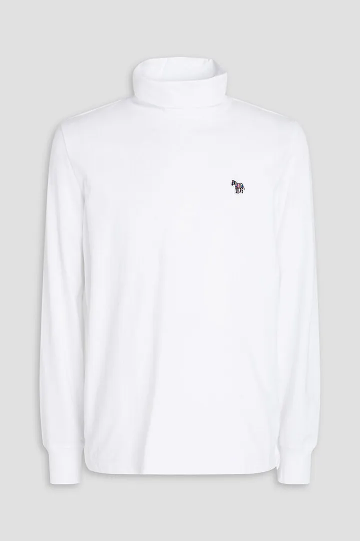 Appliquéd cotton-jersey turtleneck T-shirt
