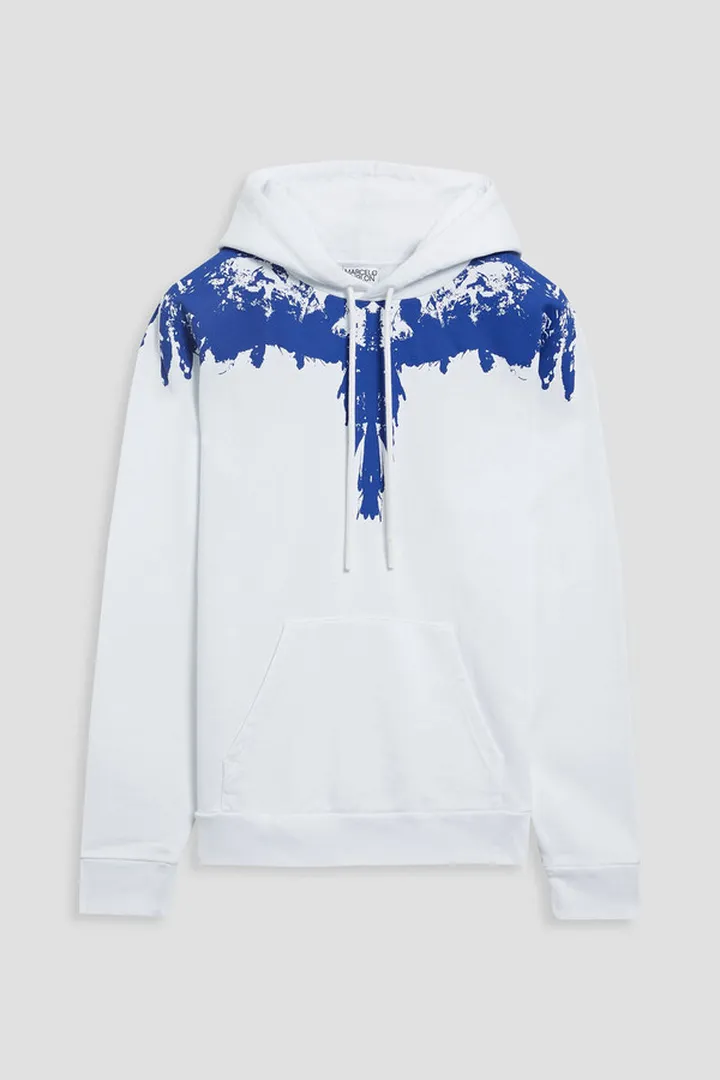 Printed French cotton-terry hoodie