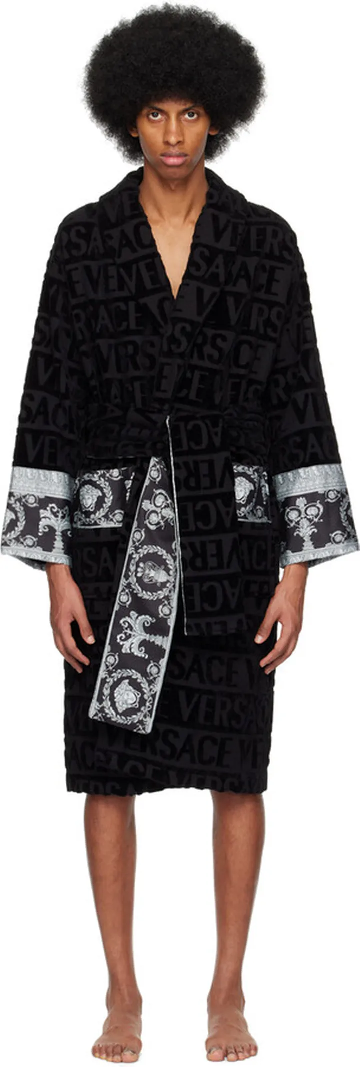 Versace Underwear Black 'I Heart Baroque' Robe