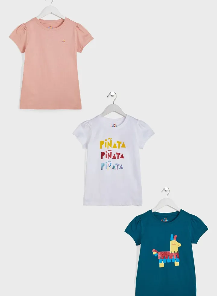 Printed T-Shirt Pack Of 3