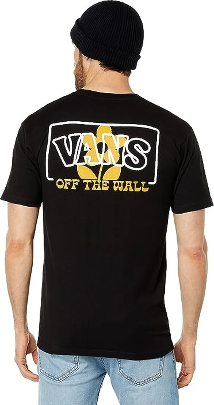 Vans Boxed Logo Foral II Short Sleeve Tee (Black) Men's Clothing