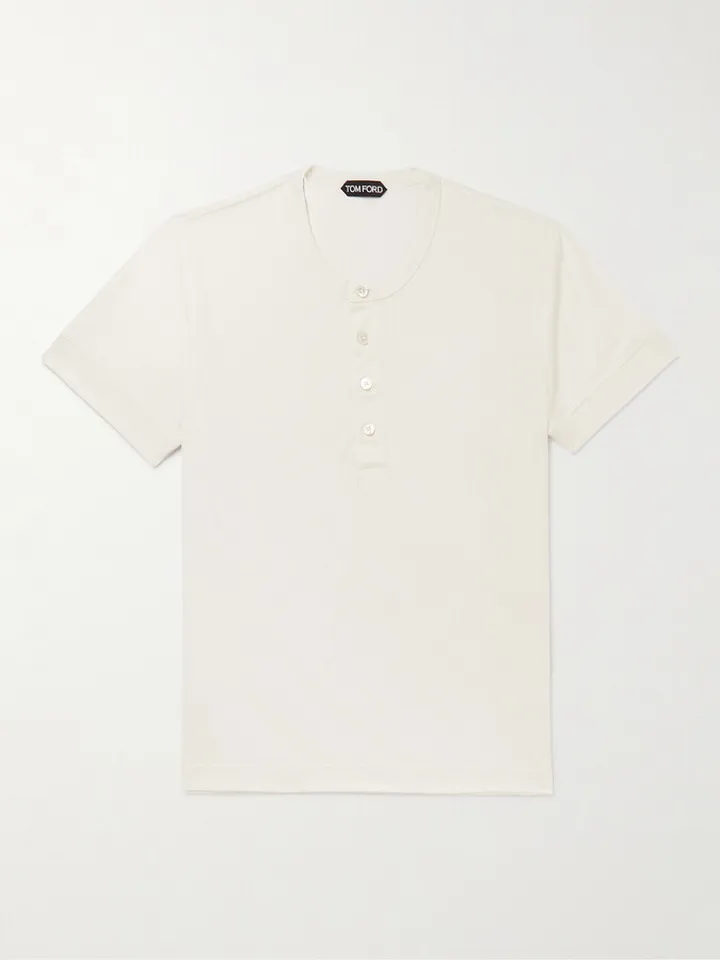Silk and Cotton-Blend Jersey Henley T-Shirt