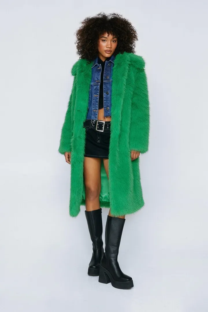 Nasty Gal Womens Premium Faux Fur Oversized Coat