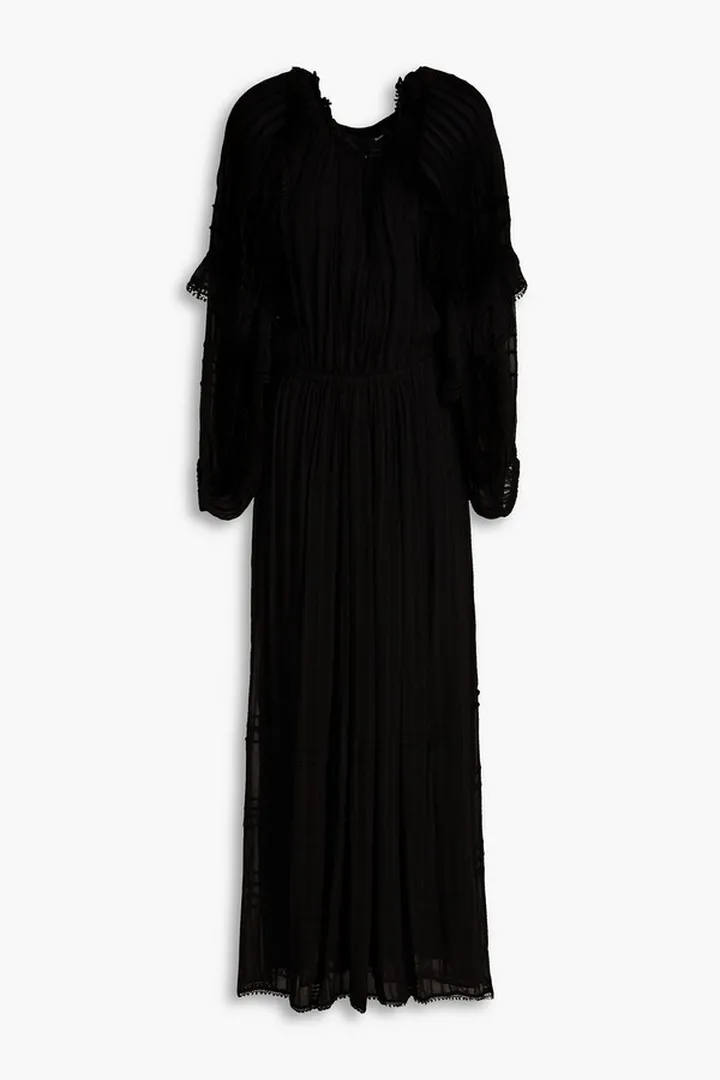 Justine crochet-trimmed crepon maxi dress
