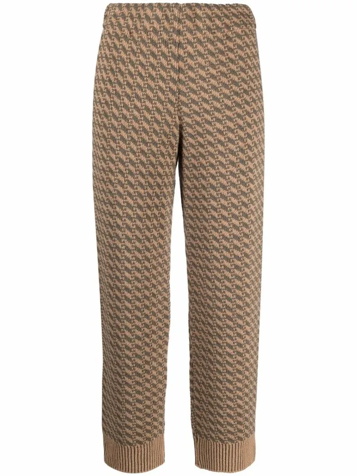 Geometric-Pattern Cropped Trousers