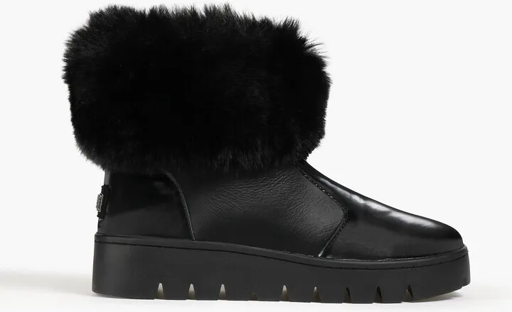 Crescent faux fur and leather ankle boots