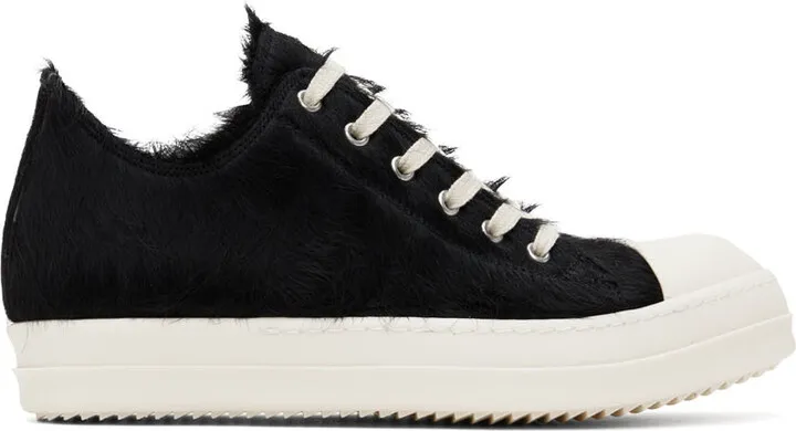 Rick Owens Black Fur Sneakers