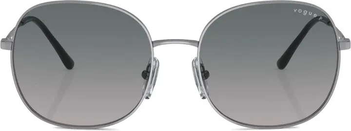 Round-Frame Engraved-Logo Sunglasses