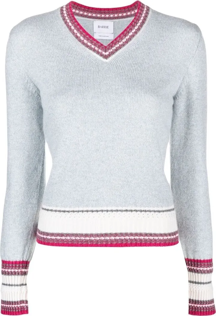contrasting trim V-neck jumper