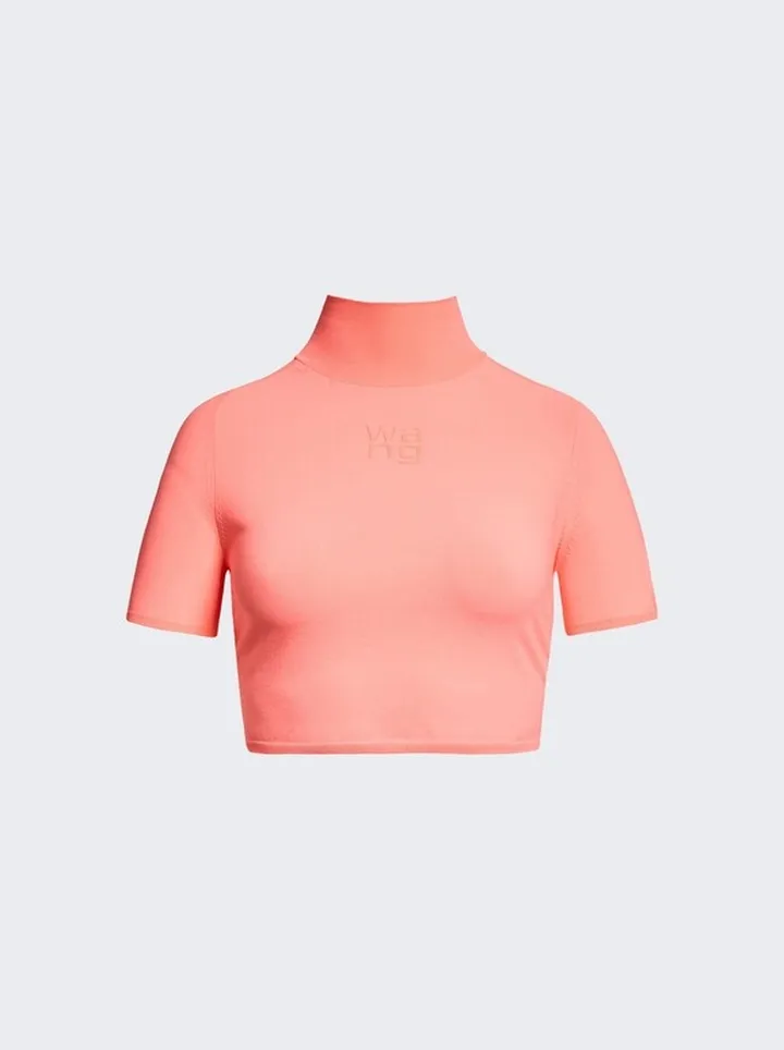 Short Sleeve Turtleneck With Printed High Density Logo Anime Pink