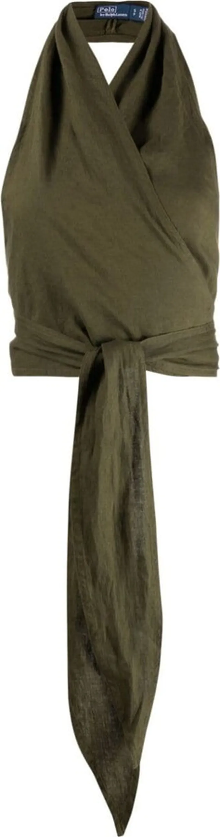 Halterneck Linen Cropped Wrap Top