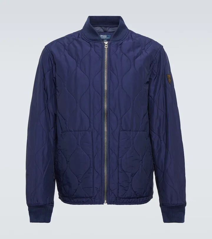 Cotton-blend quilted bomber jacket