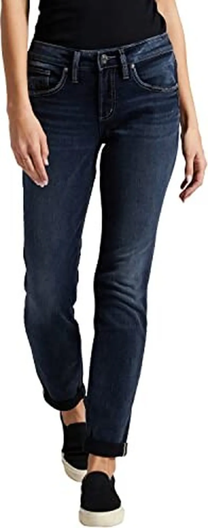Silver Jeans Co. Women's Boyfriend Mid Rise Slim Leg Jeans