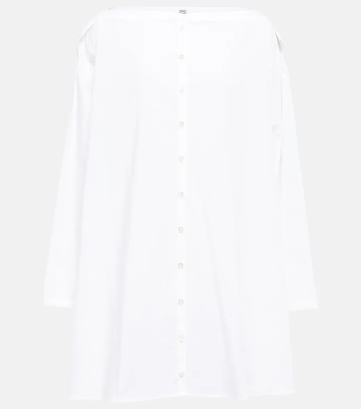 Boatneck cotton poplin minidress