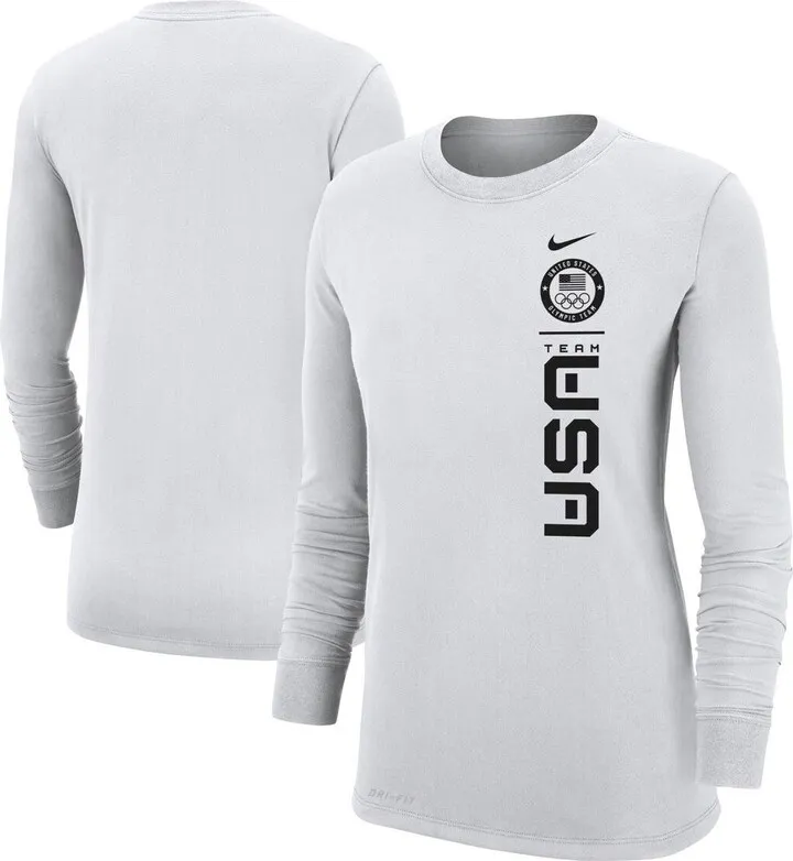 Women's Nike White Team Usa 2022 Winter Olympics Performance Long Sleeve T-shirt
