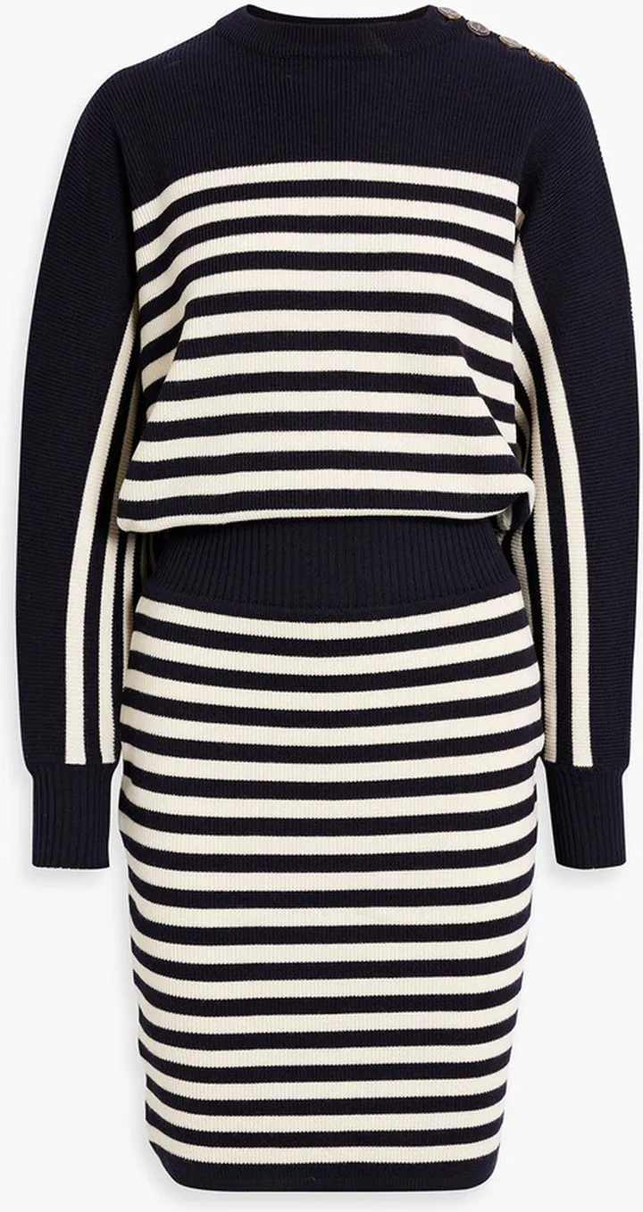 Striped ribbed wool dress
