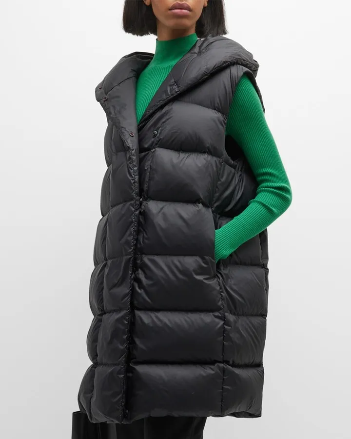 Hooded Long Puffer Vest