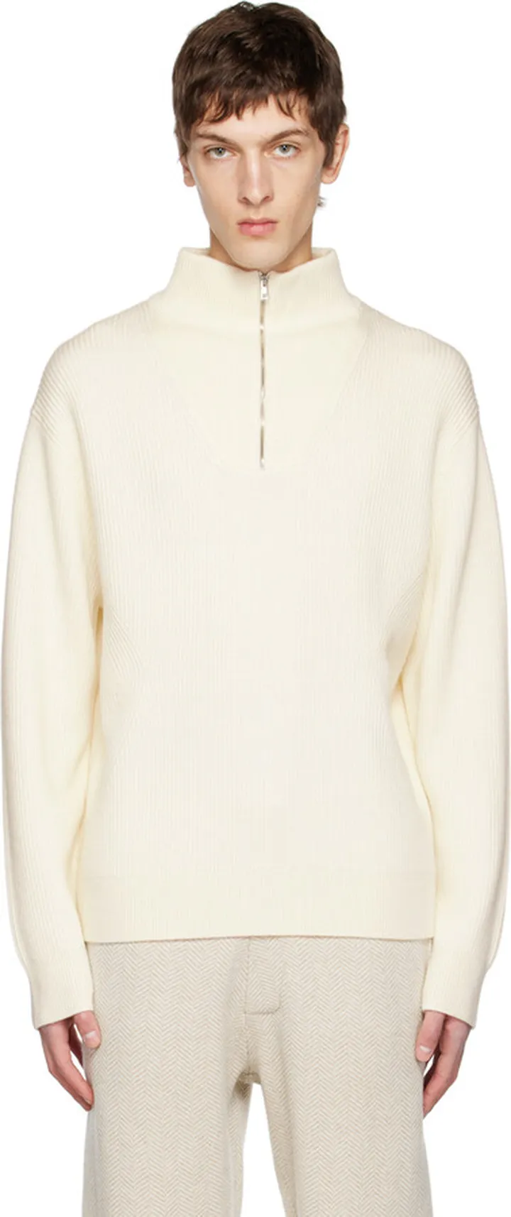 Theory White Lamar Sweater