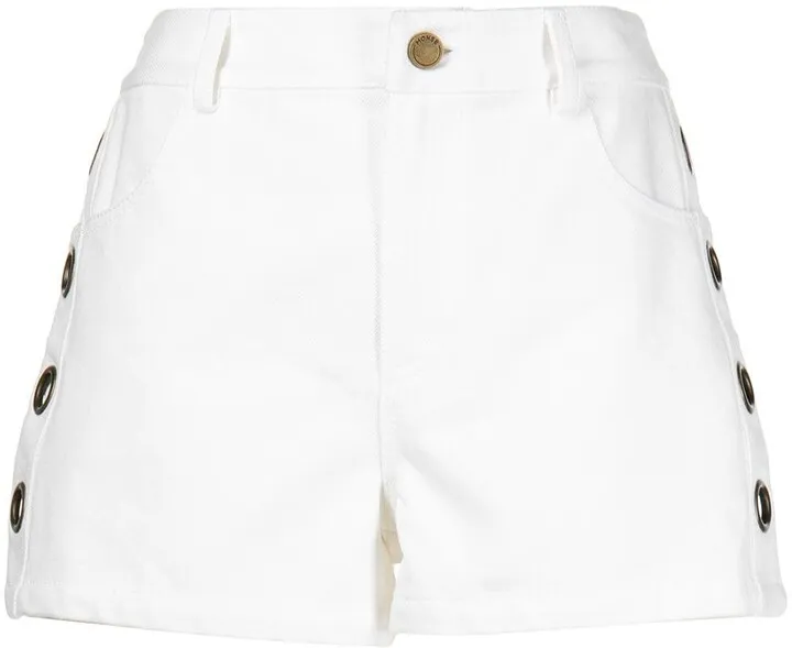 Grommet denim shorts
