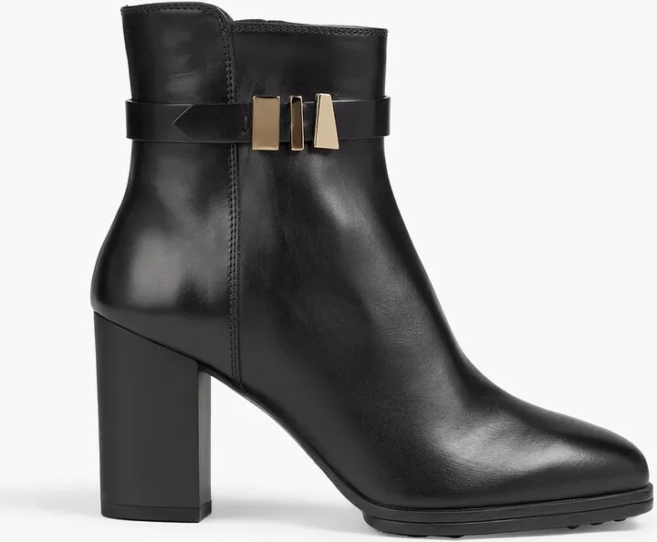 Buckled leather ankle boots