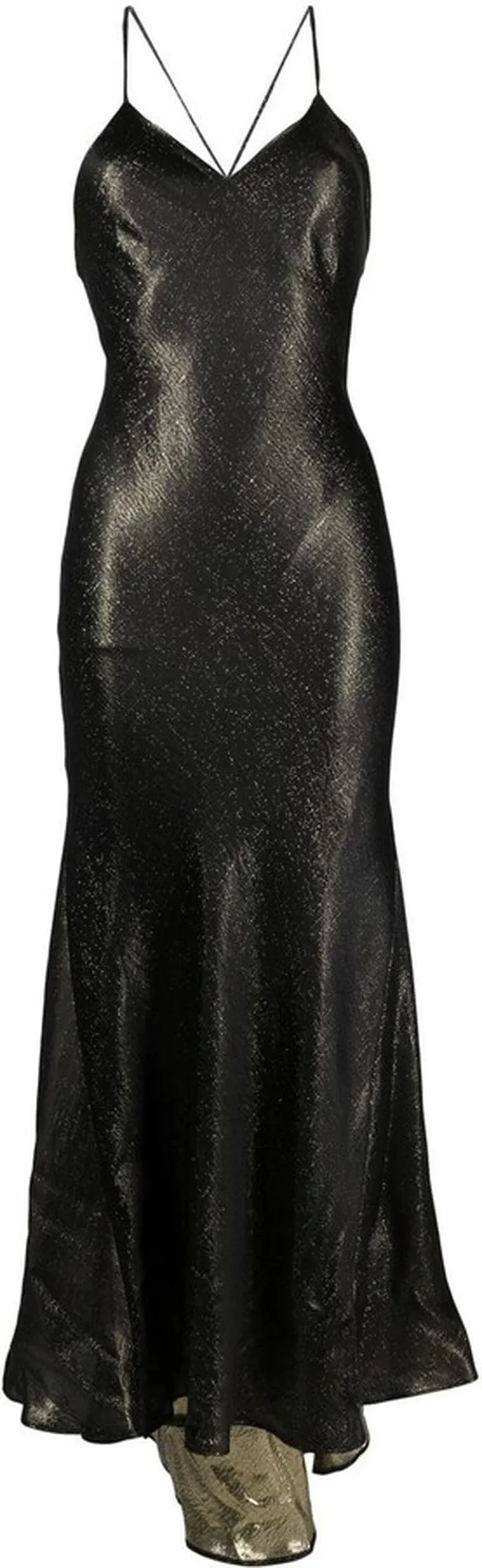 Metallic-Finish Flared Long Dress