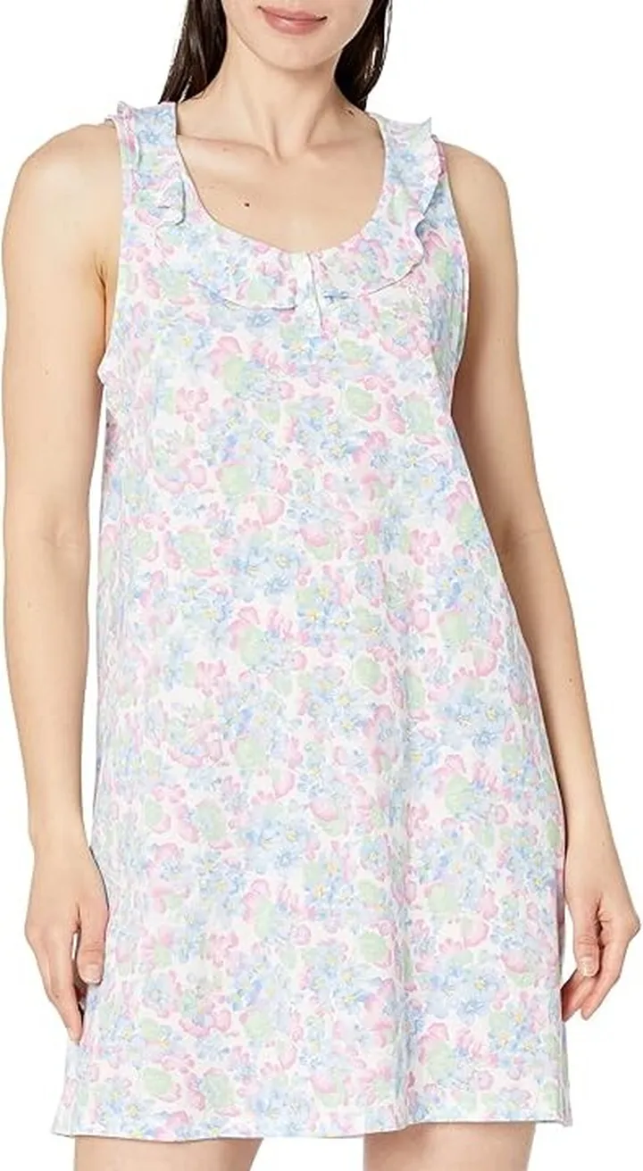 LAUREN Ralph Lauren Sleeveless Cotton Blend Floral Gown (Multi Floral) Women's Pajama