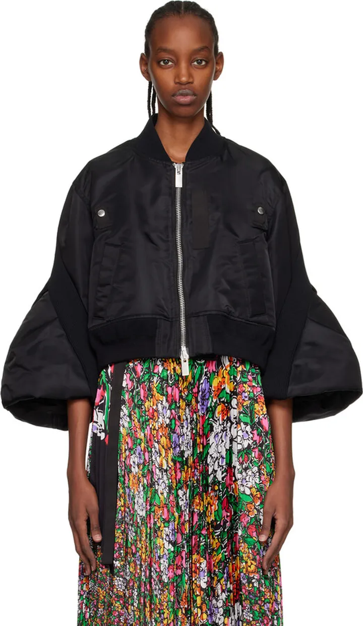 sacai Black Padded Bomber Jacket