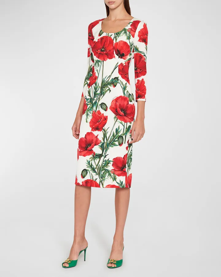 Floral-Print Midi Dress