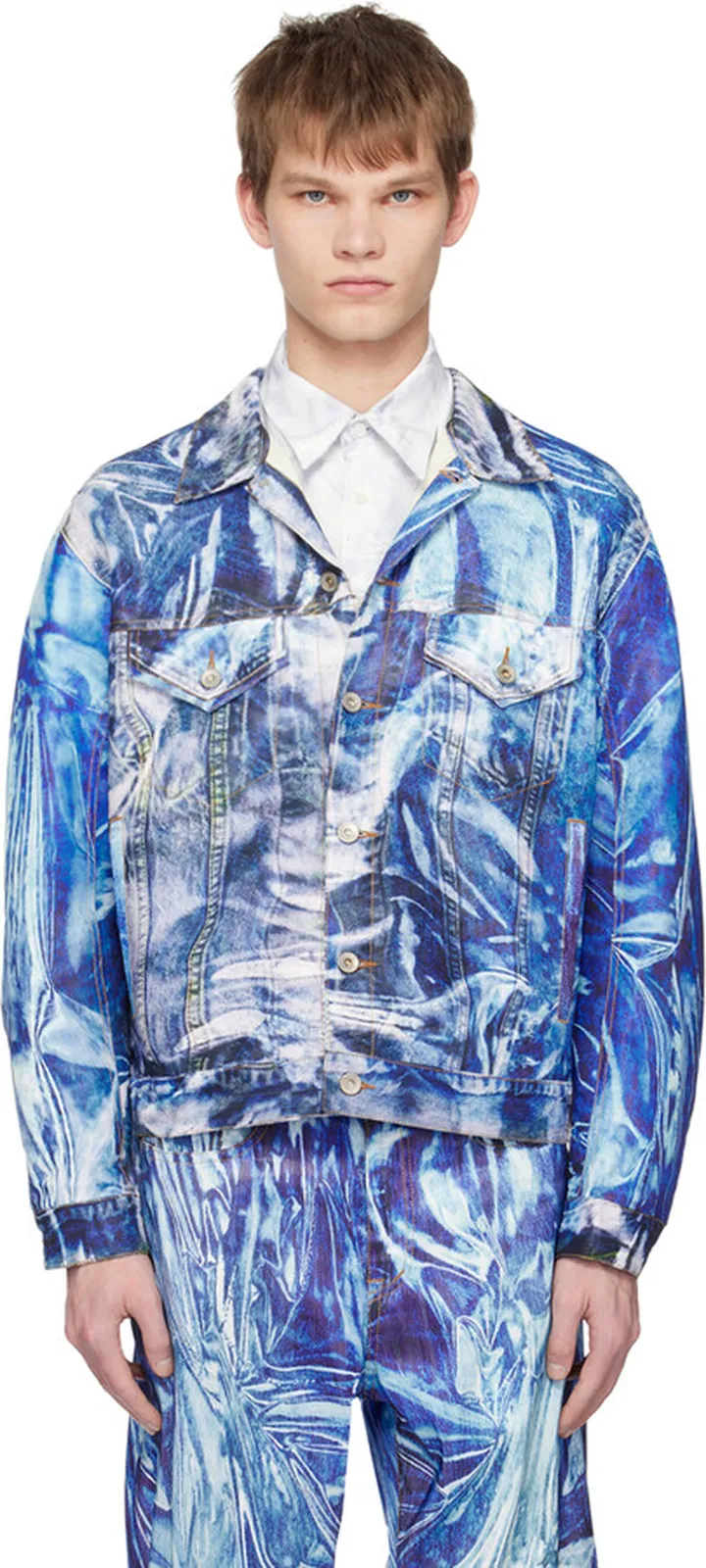 Doublet Indigo Mirage Printed Denim Jacket