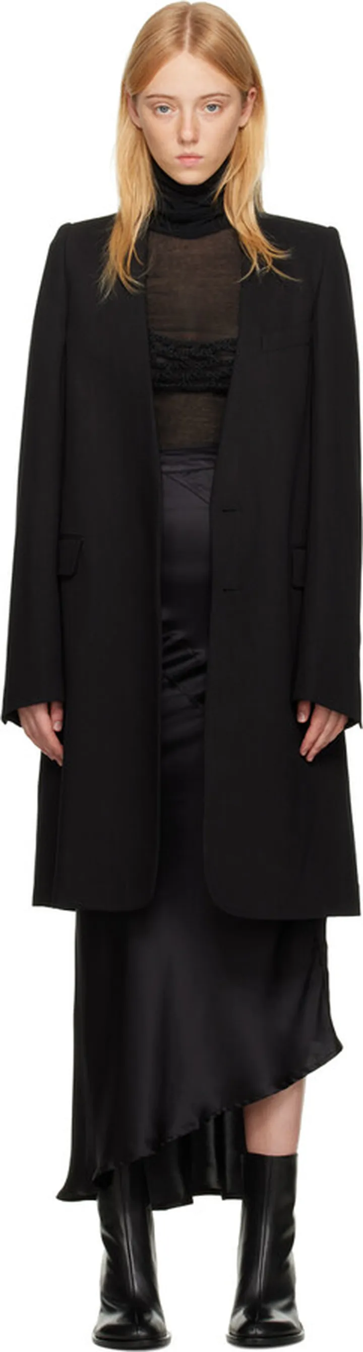 Ann Demeulemeester Black Celine Collarless Coat