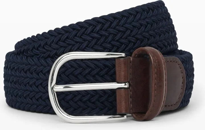 Andersons Basic Stretch Solid Woven Elastic Belt in Navy