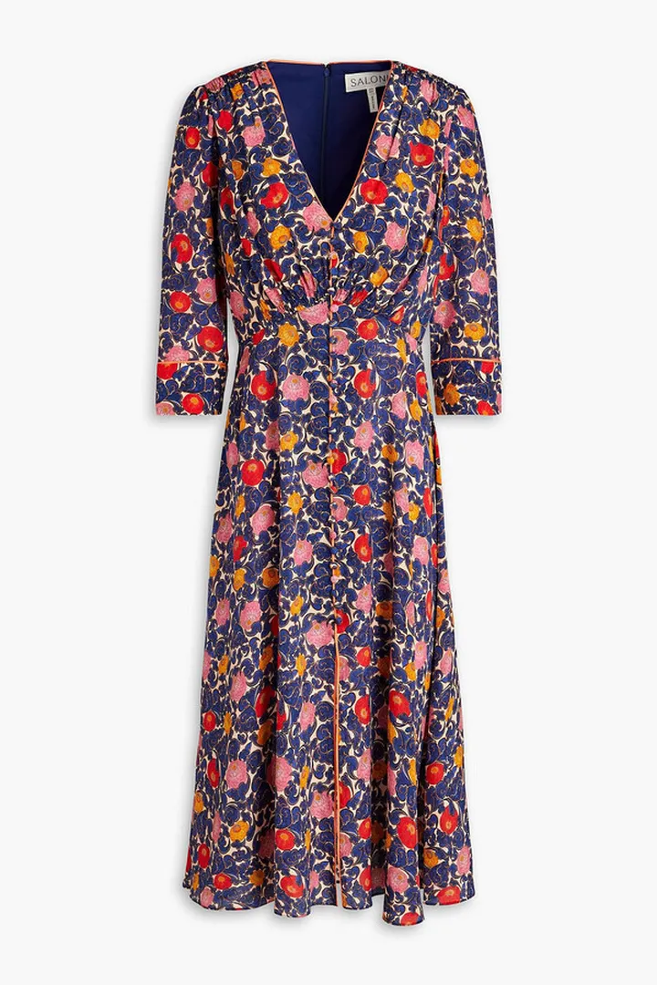 Eve printed silk crepe de chine midi dress