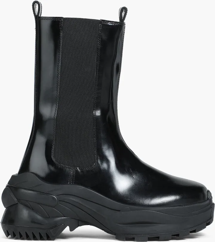 Glossed-leather exaggerated-sole Chelsea boots