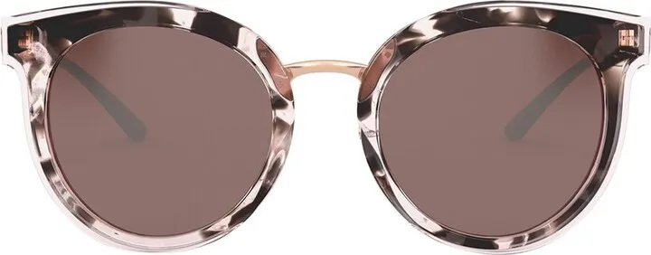 Transparent-Trim Tortoiseshell Round Sunglasses