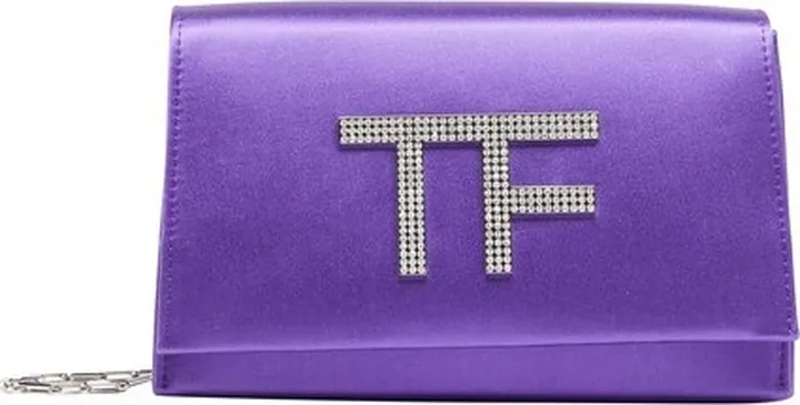 Crystal embellished satin TF bag